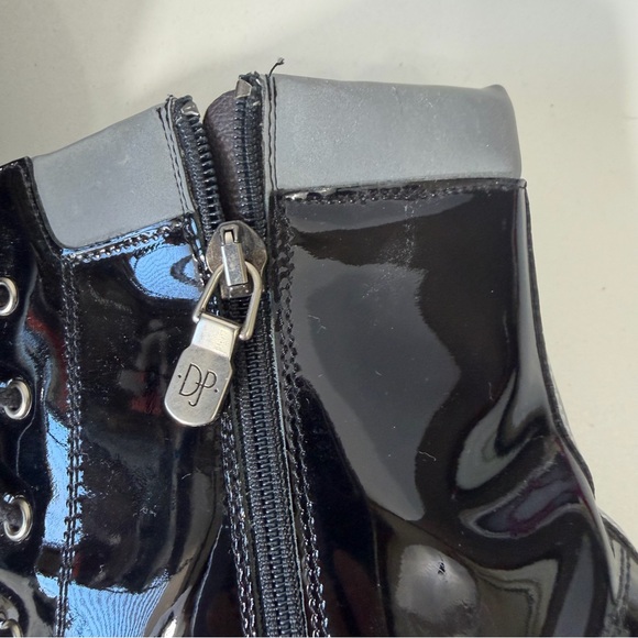 Donald J. Pliner Black Patent Leather Lace Up Heeled Boots Size 10 - Picture 7 of 13